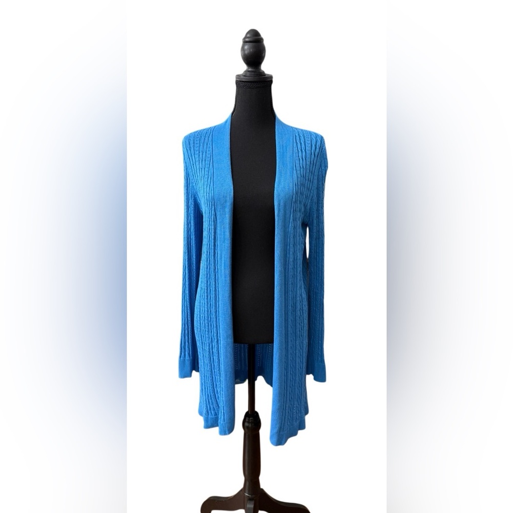 Cyrus Vibrant Blue Open Front Long Women's Knitted Cardigan